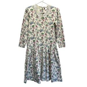 Vintage Avon Fashions Cottagecore Women Dress Floral Lace 7/8 Modest Prairie